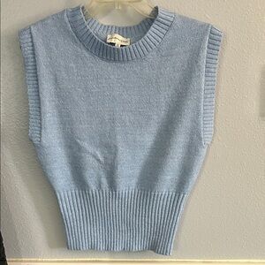Sleeveless Light Blue Knit Sweater Vest
